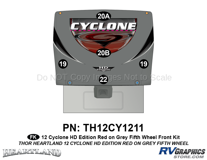 5 Piece 2012 Cyclone FW Front Graphics Kit Red/Gray  Version