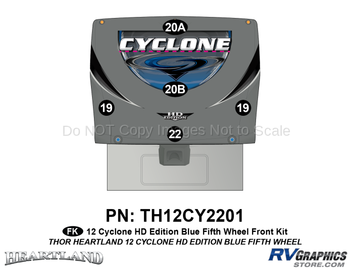 5 Piece 2012 Cyclone FW Front Graphics Kit Blue Version