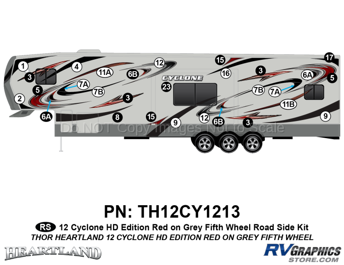 29 Piece 2012 Cyclone FW Roadside Graphics Kit Red/Gray  Version