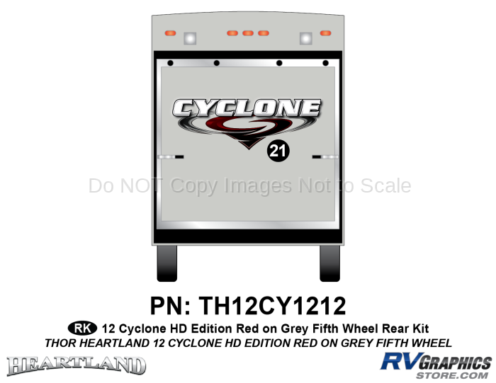 1 Piece 2012 Cyclone FW Rear Graphics Kit Red/Gray  Version