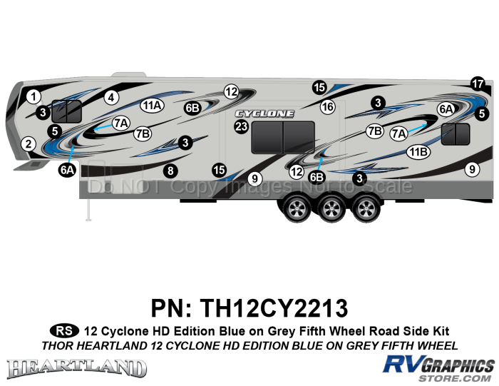 29 Piece 2012 Cyclone FW Roadside Graphics Kit Blue/Gray  Version