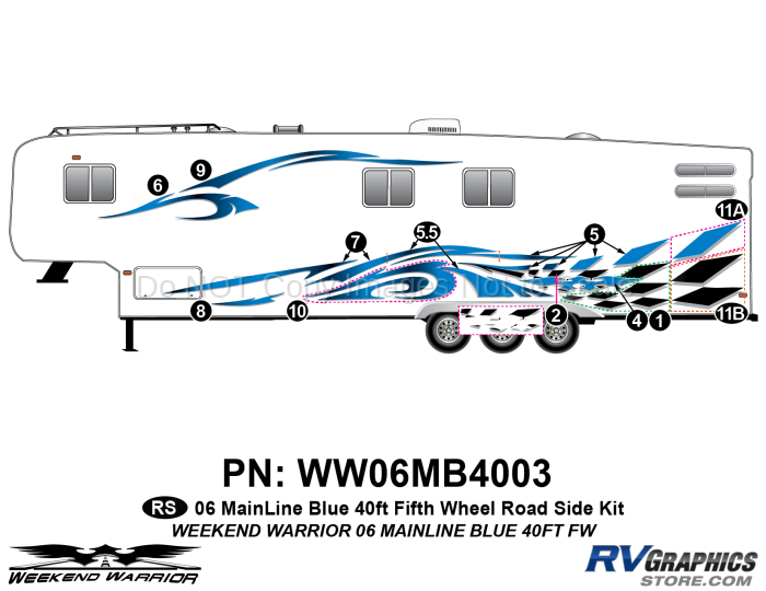12 piece 2006 Warrior Mainline 40' FW Roadside Graphics Kit