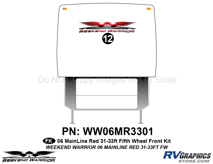 1 piece 2006 Warrior Mainline Red 31-33' FW Front Graphics Kit