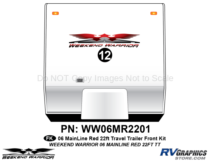 1 piece 2006 Warrior Mainline Red 26-30' TT Front Graphics Kit