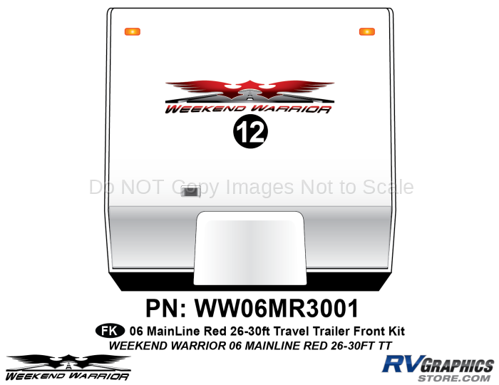 1 piece 2006 Warrior Mainline Red 26-30' TT Front Graphics Kit