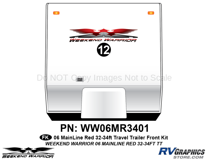 1 piece 2006 Warrior Mainline 32-34' TT Red Front Graphics Kit