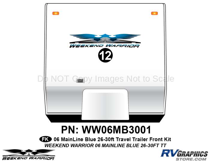 1 piece 2006 Warrior Mainline 26-30' TT Front Graphics Kit