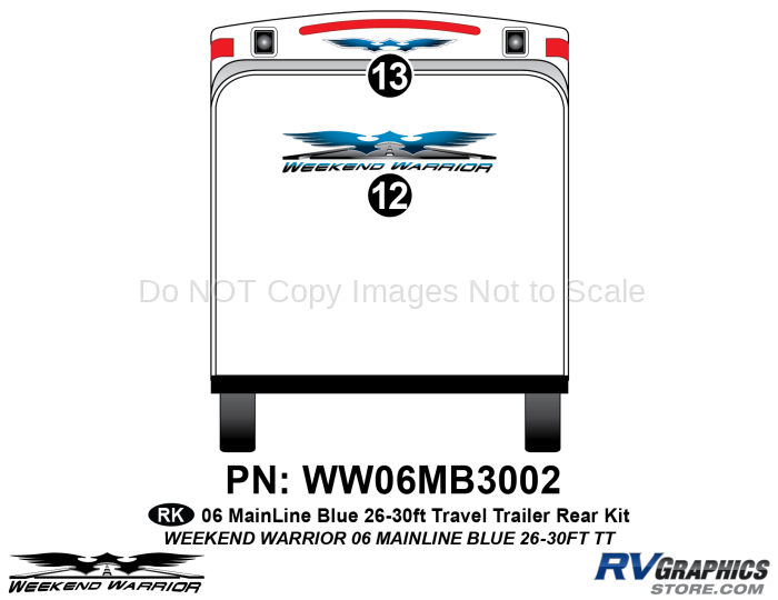 2 piece 2006 Warrior Mainline 26-30' TT Rear Graphics Kit