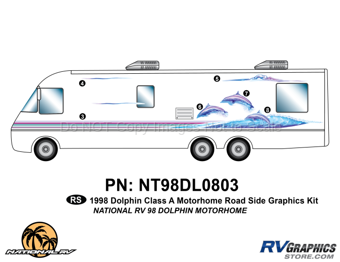 6 Piece 1998 Dolphin MH Roadside Graphics Kit