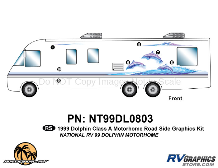 7 Piece 1999 Dolphin MH Roadside Graphics Kit