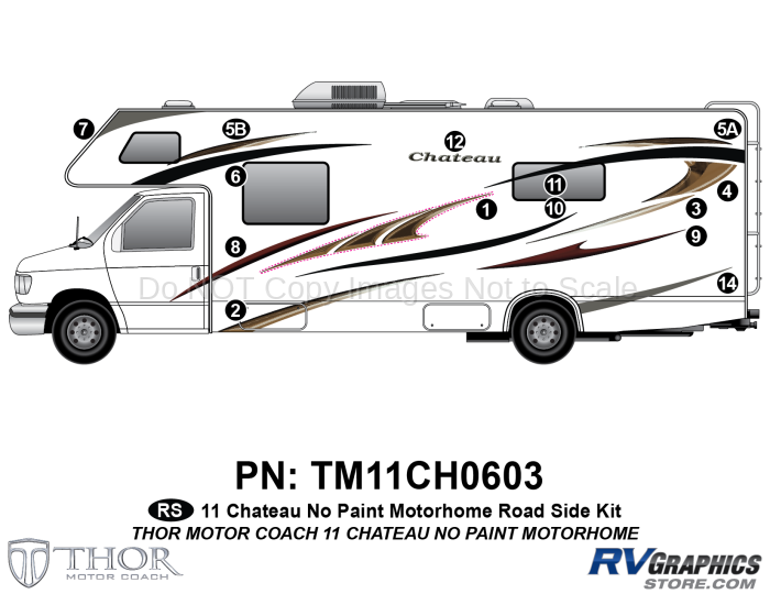 14 Piece 2011 Chateau Class C Roadside Graphics Kit