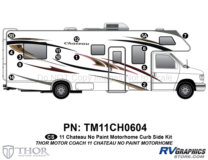 14 Piece 2011 Chateau Class C Curbside Graphics Kit