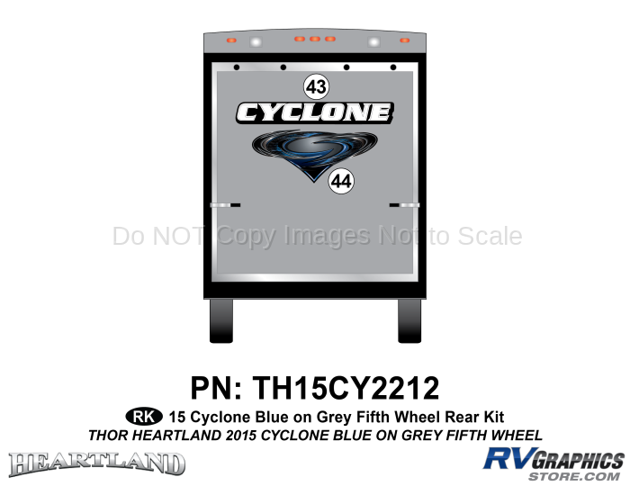 2 Piece 2014 Cyclone FW Rear Graphics Kit Blue Gray Version
