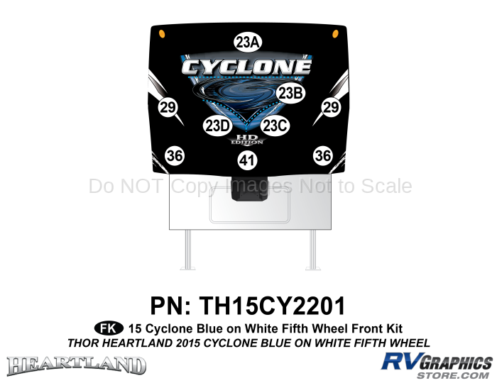 9 Piece 2014 Cyclone FW Front Graphics Kit Blue White Version
