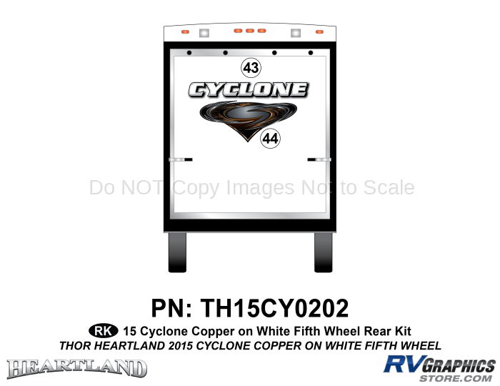 2 Piece 2014 Cyclone FW Rear Graphics Kit Copper White Version