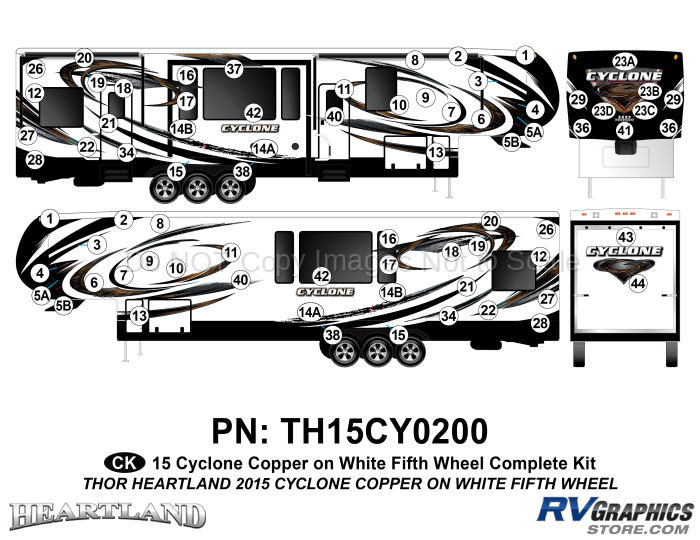 74 Piece 2014 Cyclone FW Complete Graphics Kit Copper White Version