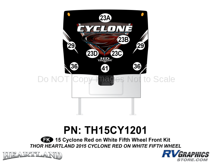 9 Piece 2014 Cyclone FW Front Graphics Kit Red White Version
