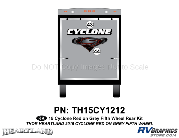 2 Piece 2014 Cyclone FW Rear Graphics Kit Red Gray Version