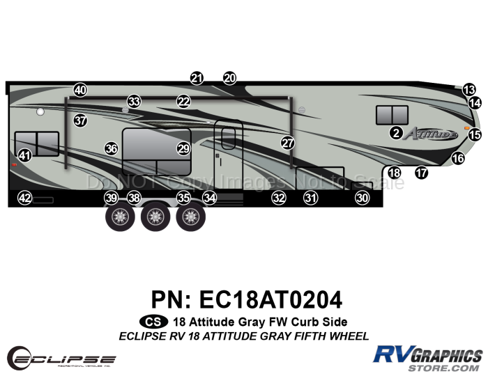 25 Piece 2018 Attitude Fifth Wheel Gray Curbside Graphics Kit