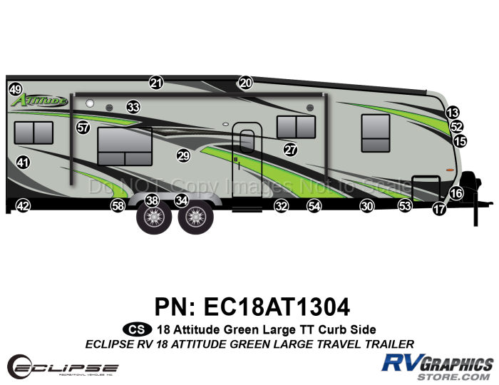 620 21 Piece 2018 Attitude Lg Travel Trailer Green Curbside Graphics Kit