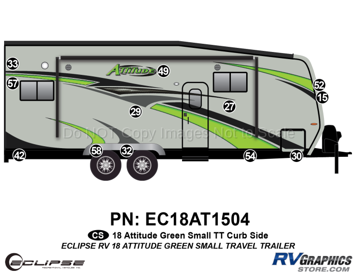 12 Piece 2018 Attitude Sm Travel Trailer Green Curbside Graphics Kit