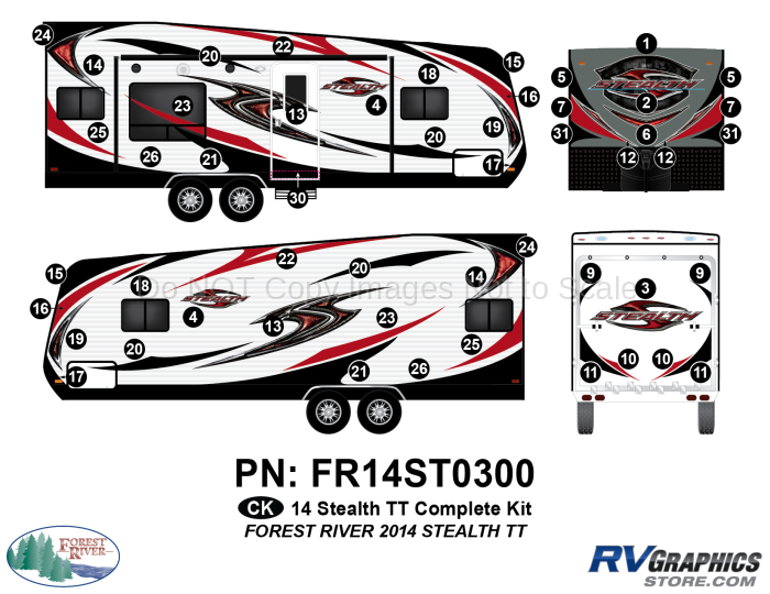 51 Piece 2014 Stealth Lg TT Complete Graphics Kit