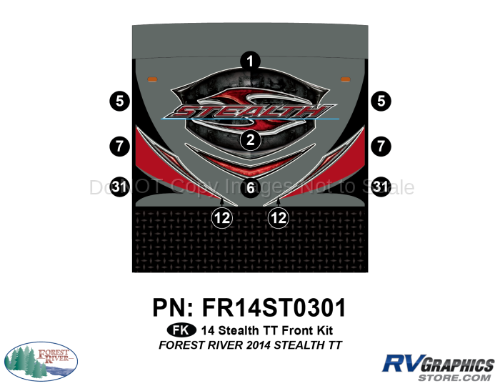 11 Piece 2014 Stealth Lg TT Front Graphics Kit