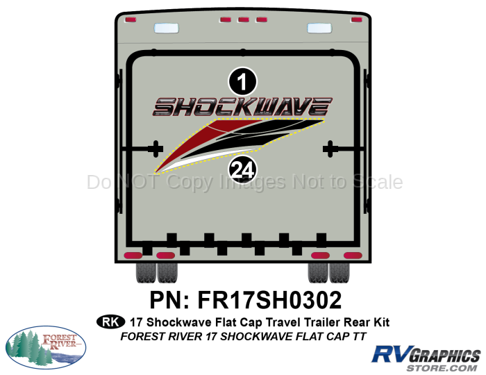 2 Piece 2017 Shockwave TT Flat Cap Rear Graphics Kit