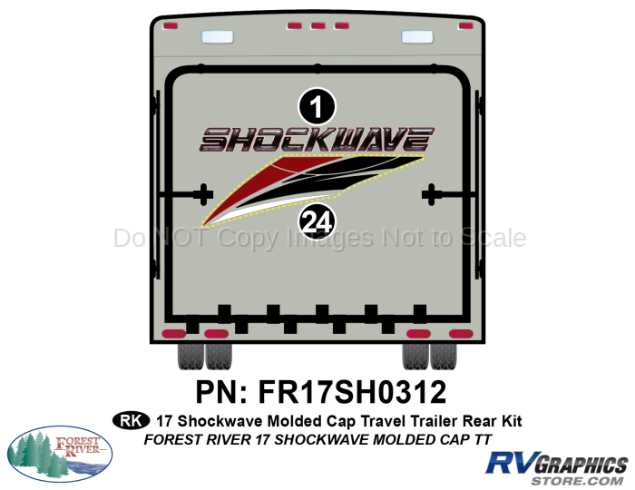 2 Piece 2017 Shockwave TT Molded Cap Rear Graphics Kit