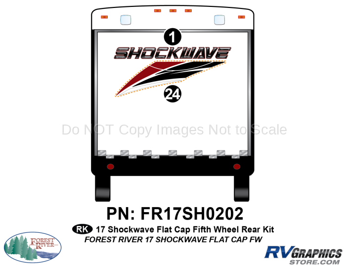 2 Piece 2017 Shockwave FW Flat Cap Rear Graphics Kit