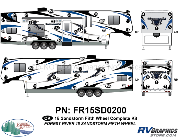 58 Piece 2015 Sandstorm FW Complete Graphics Kit