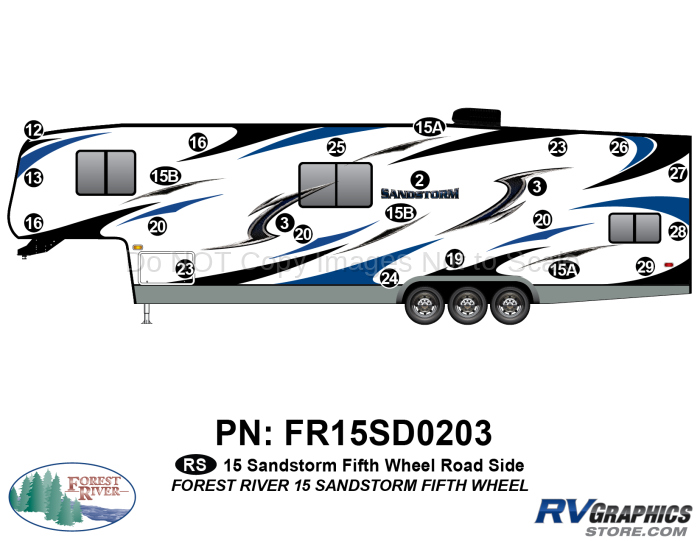 23 Piece 2015 Sandstorm FW Roadside Graphics Kit