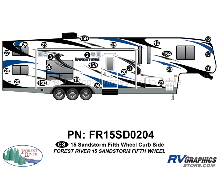 23 Piece 2015 Sandstorm FW Curbside Graphics Kit