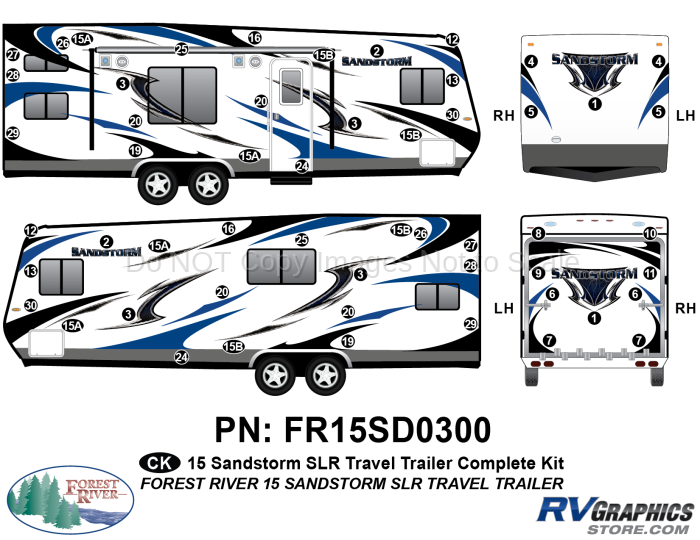 54 Piece 2015 Sandstorm SLR Lg TT Complete Graphics Kit