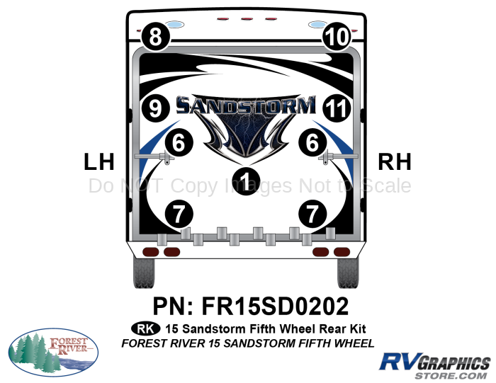 9 Piece 2015 Sandstorm FW Rear Graphics Kit