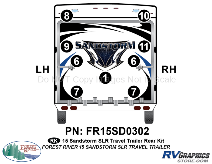 9 Piece 2015 Sandstorm SLR Lg TT Rear Graphics Kit