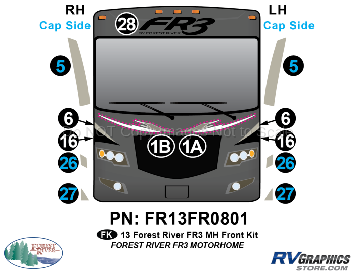 13 Piece 2013 FR3 MH Front Graphics Kit