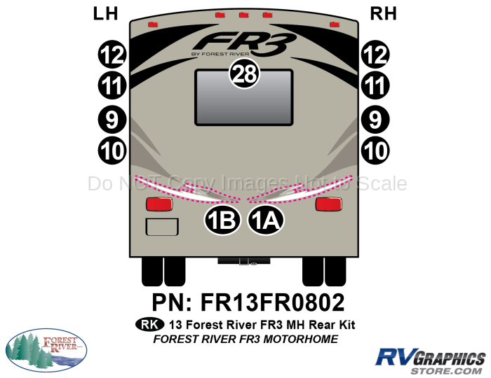 11 Piece 2013 FR3 MH Rear Graphics Kit
