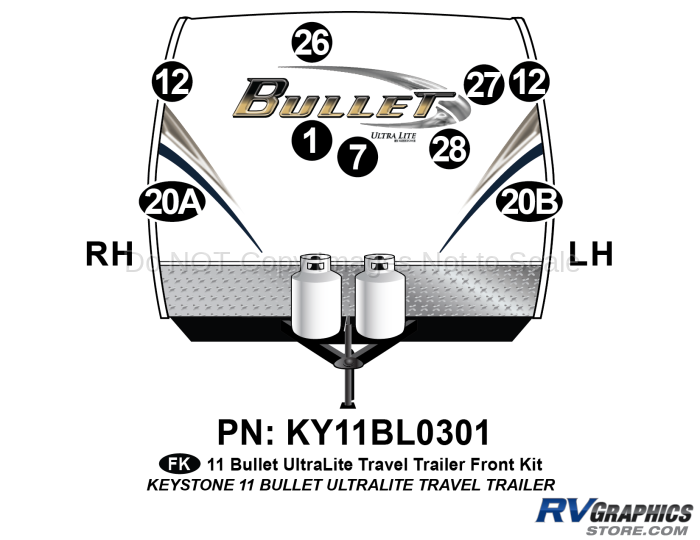 2011 Bullet Travel Trailer Front Graphics Kit