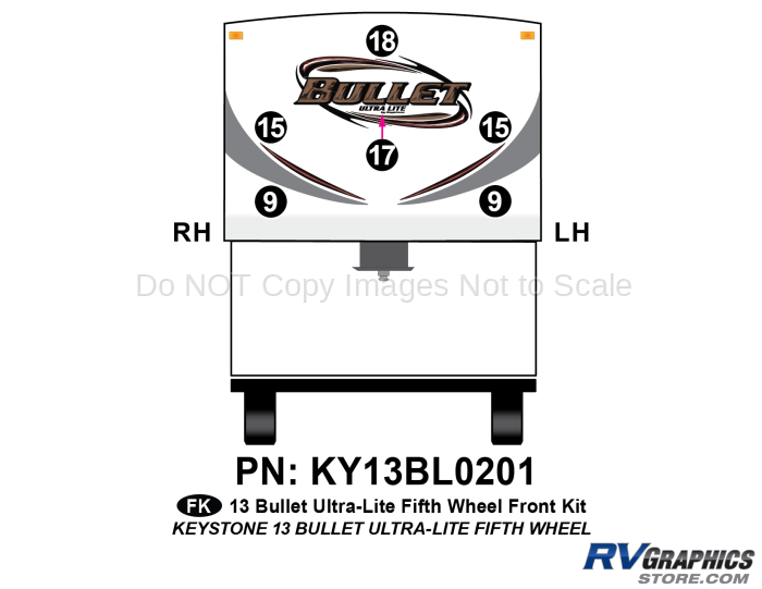 6 Piece 2013 Bullet Fifth Wheel Front Graphics Kit