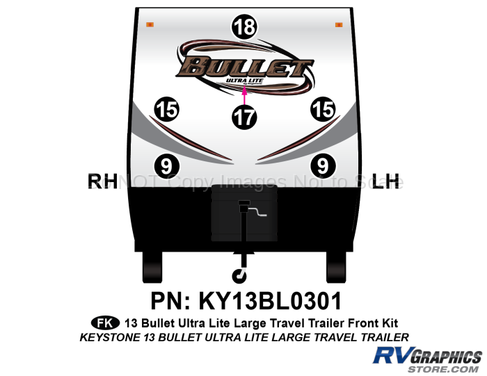 6 Piece 2013 Bullet Lg Travel Trailer Front Graphics Kit