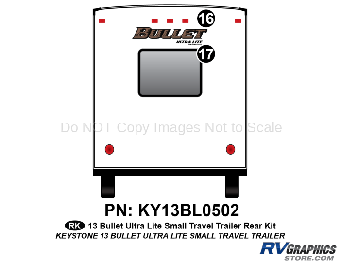 2 Piece 2013 Bullet Sm Travel Trailer Rear Graphics Kit