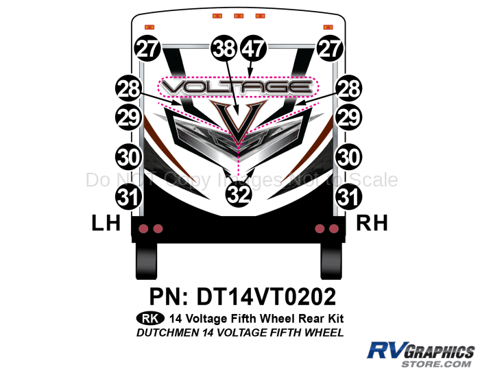 14 Piece 2014 Voltage Fifth Wheel Rear Graphics Kit