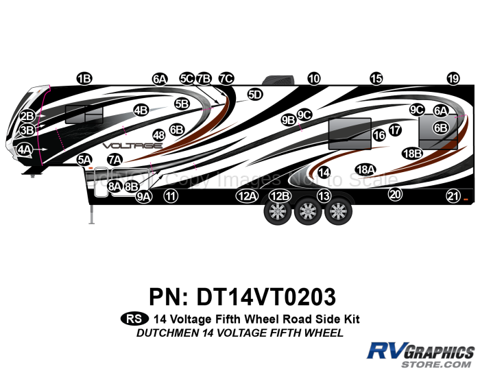 36 Piece 2014 Voltage Fifth Wheel Roadside Graphics Kit