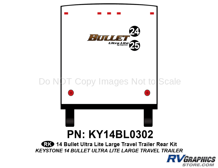 2 piece 2014 Bullet Lg Travel Trailer Rear Graphics Kit