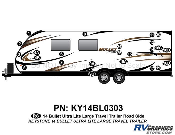 24 piece 2014 Bullet Lg Travel Trailer Roadside Graphics Kit