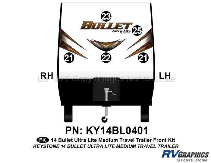 5 piece 2014 Bullet Med Travel Trailer Front Graphics Kit