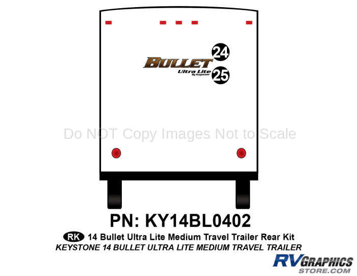 2 piece 2014 Bullet Med Travel Trailer Rear Graphics Kit