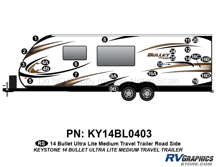 23 piece 2014 Bullet Med Travel Trailer Roadside Graphics Kit