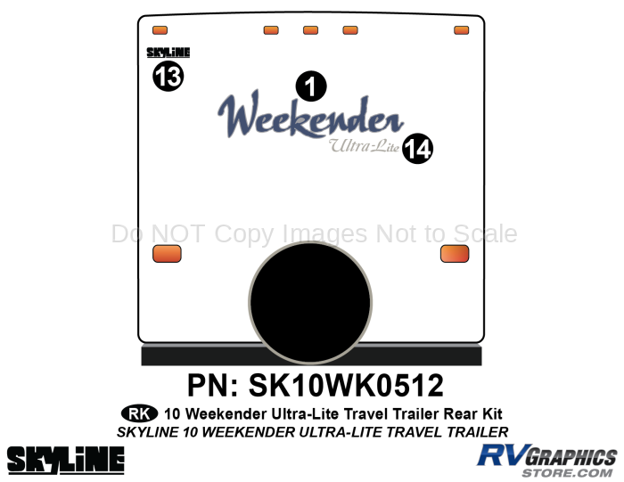 3 Piece 2010 Weekender UltraLite TT  Rear Graphics Kit